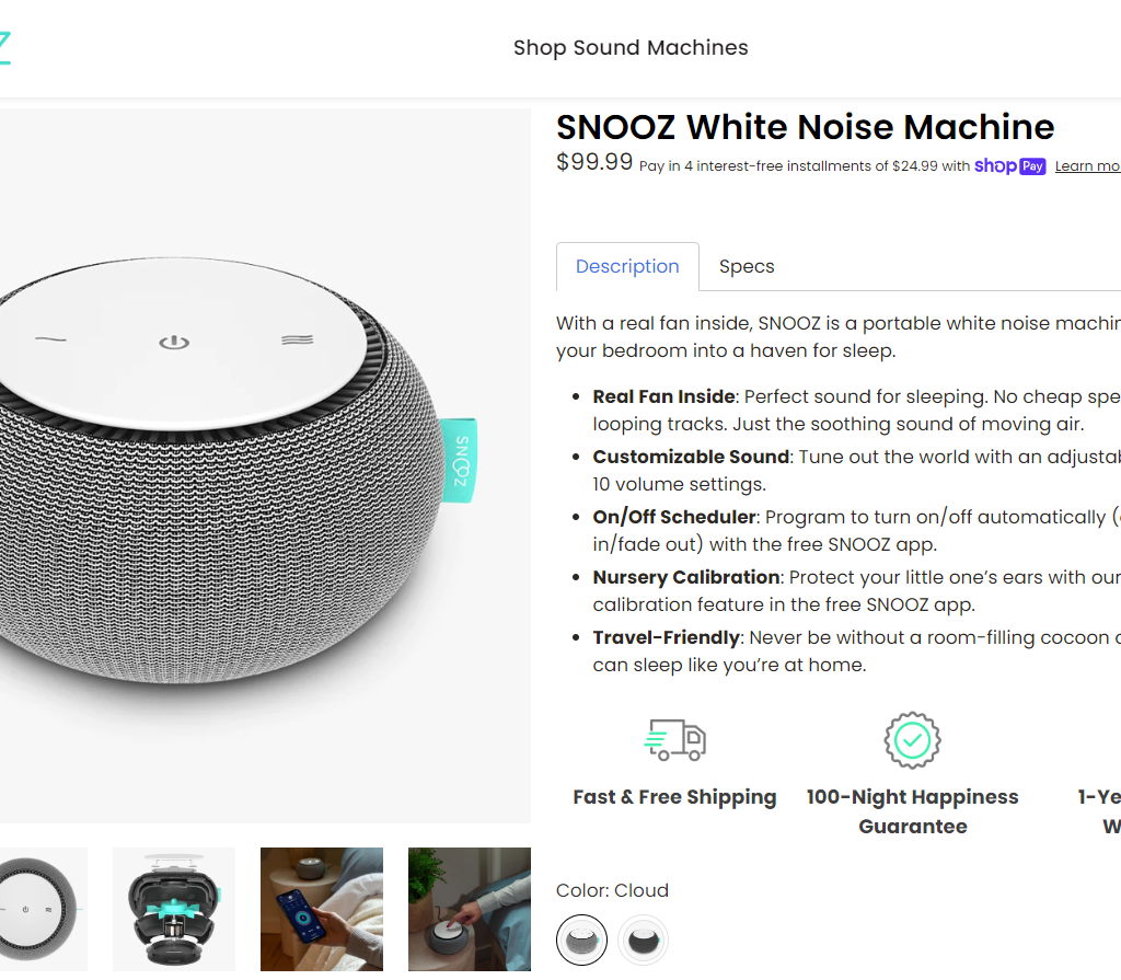 Snooz White Noise machine