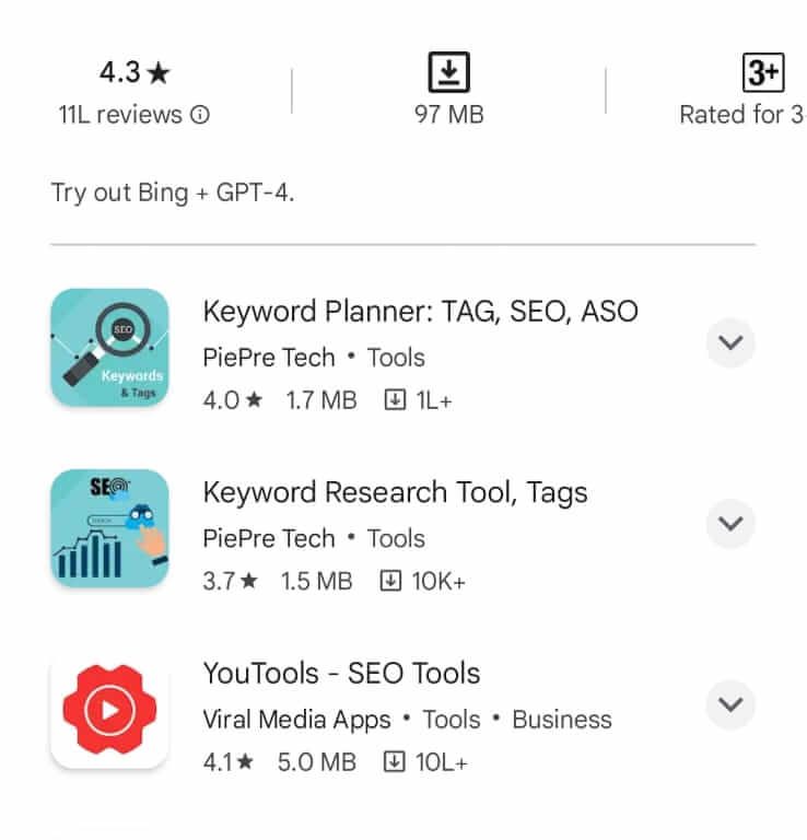 Keywords Reseach apps for App Store Optimization (ASO)