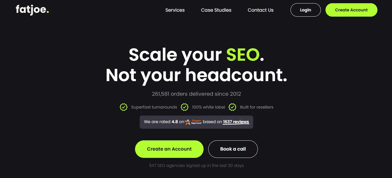 FATJOE link building agency homepage