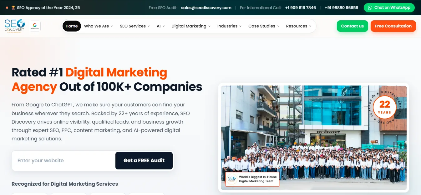 SEO Discovery link building agency homepage