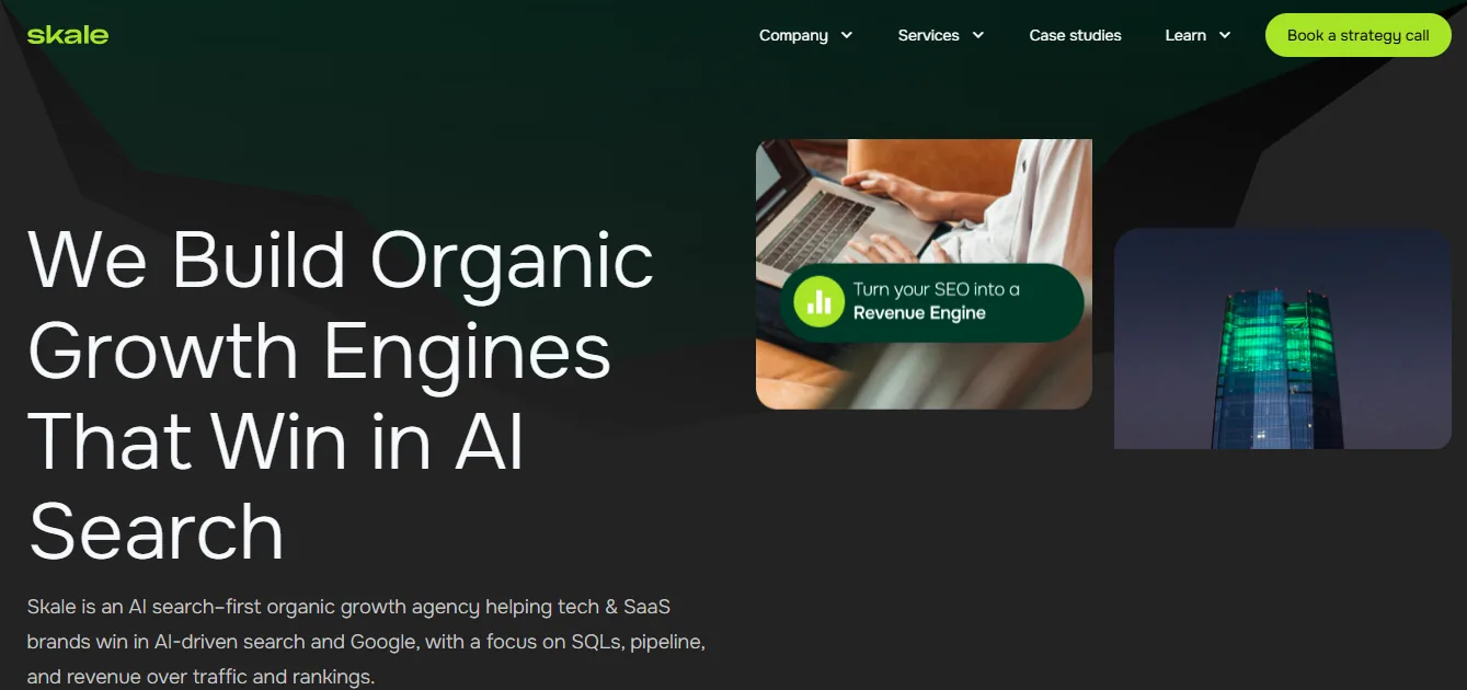 Skale link building agency homepage
