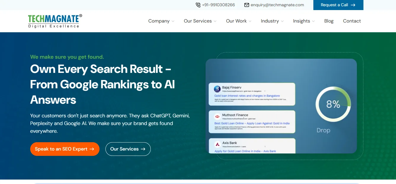 Techmagnate link building agency homepage