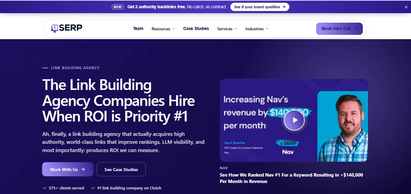 uSERP link building agency homepage