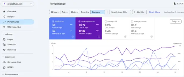 Projectitude Search Console growth