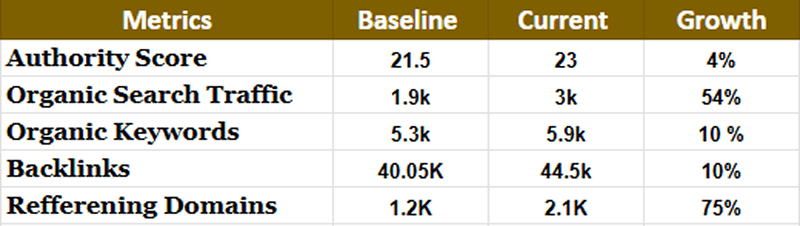 Metrics After SEO Campaign